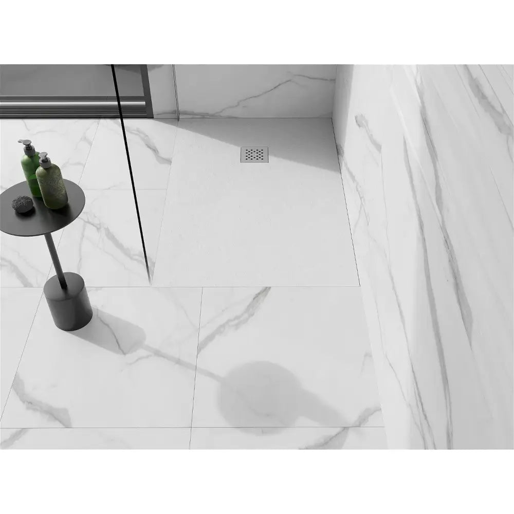 Stone + Kompositt Rektangulært Dusjbrett 100x80 Cm Hvitt