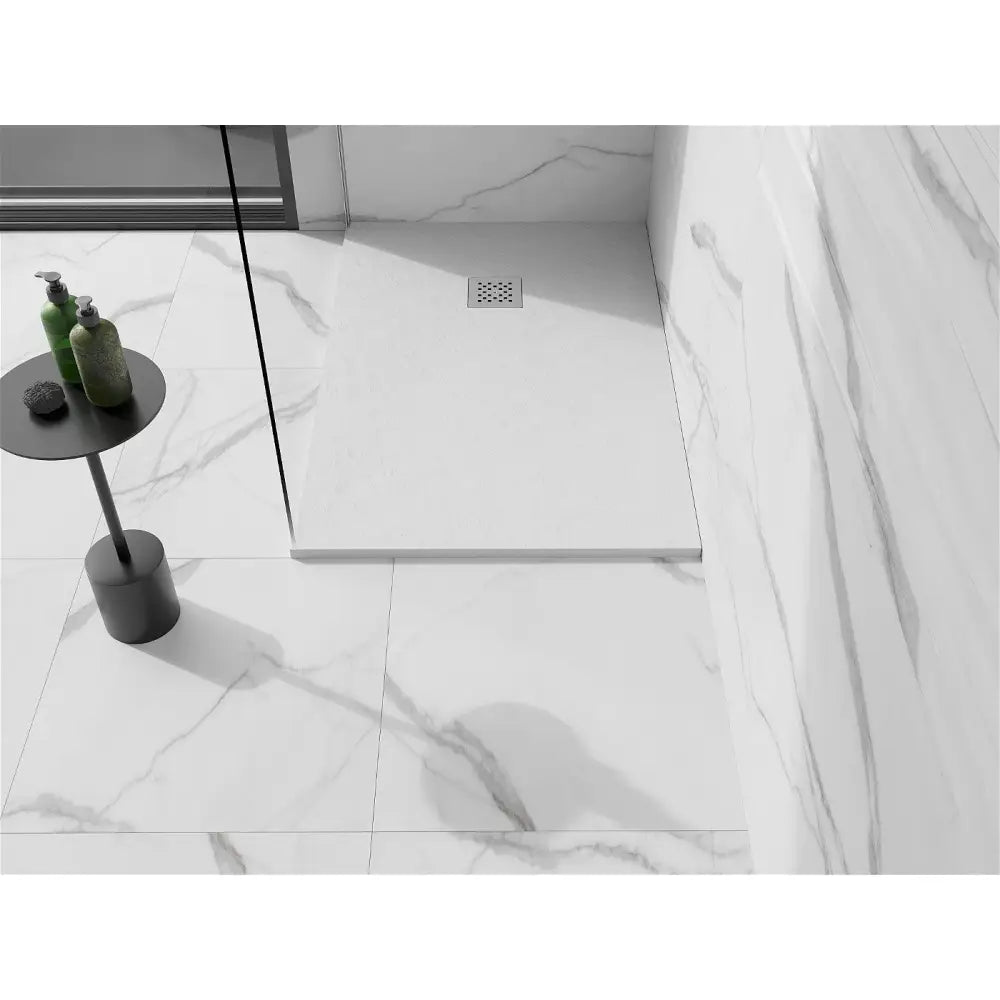 Stone + Kompositt Rektangulært Dusjbrett 100x80 Cm Hvitt