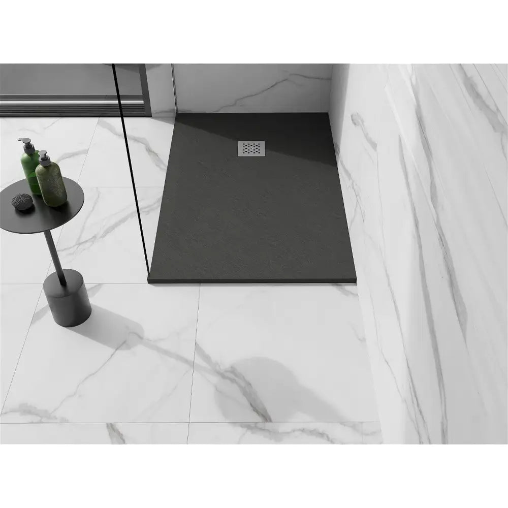 Stone + Kompositt Rektangulært Dusjbrett 120x100 Cm Antrasitt