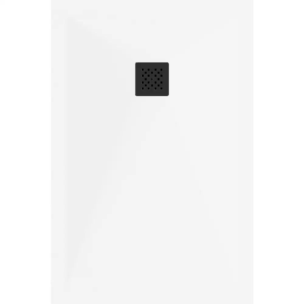 Stone + Kompositt Rektangulært Dusjbrett 120x70 Cm Hvitt med Svart Deksel - 44107012-b