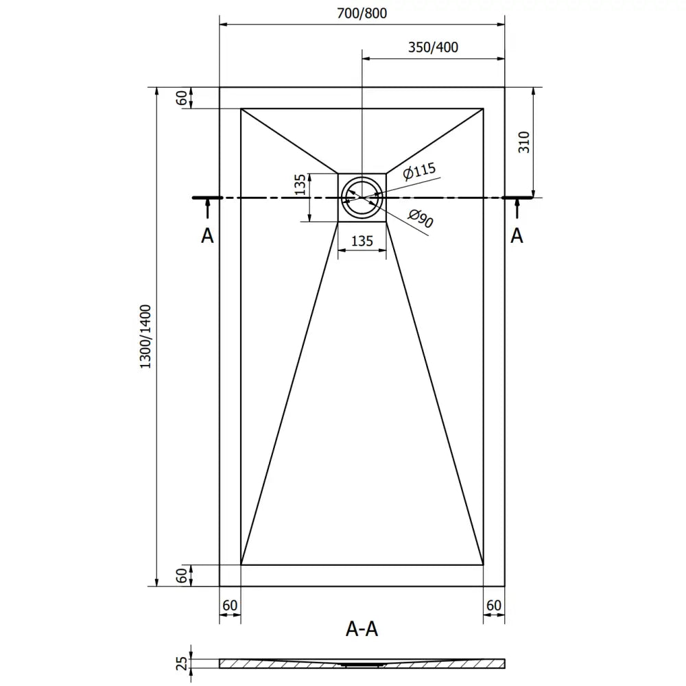 Stone + Kompositt Rektangulært Dusjbrett 130x70 Cm Hvit med Hvit Frontpanel - 44107013-w.