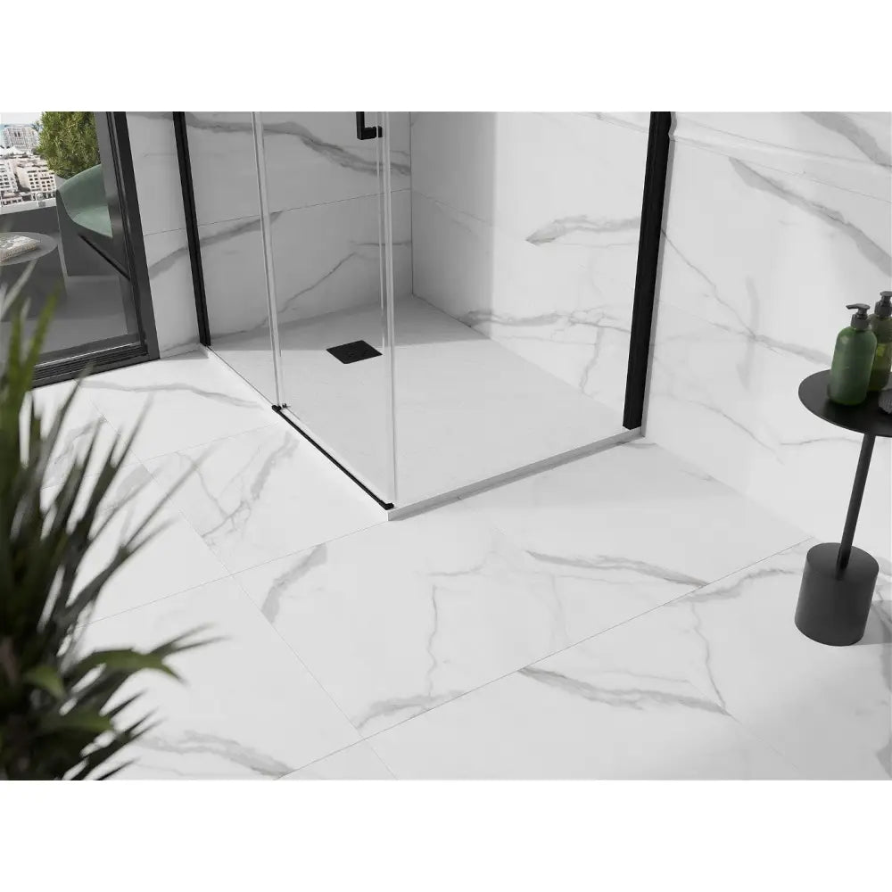 Stone + Kompositt Rektangulært Dusjbrett 140x100 Cm Hvit med Svart Deksel - 44101014-b