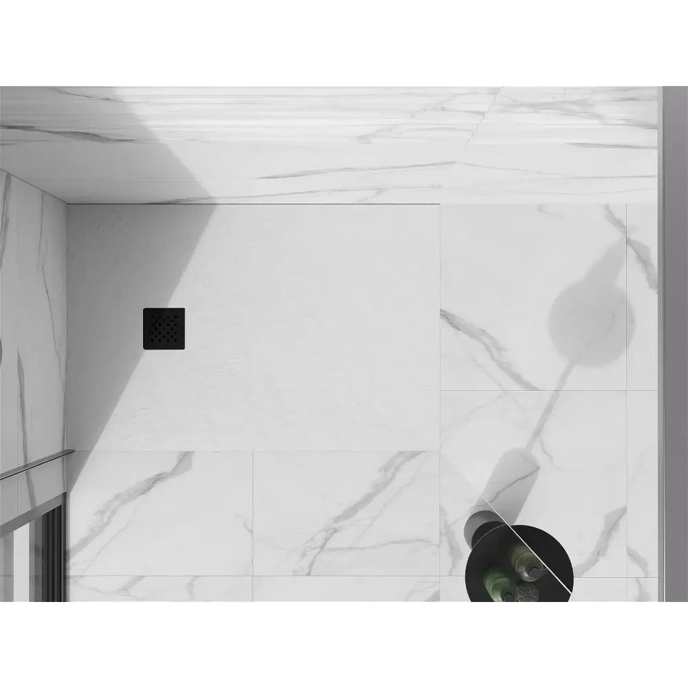 Stone + Kompositt Rektangulært Dusjbrett 140x70 Cm Hvitt med Svart Deksel - 44107014-b