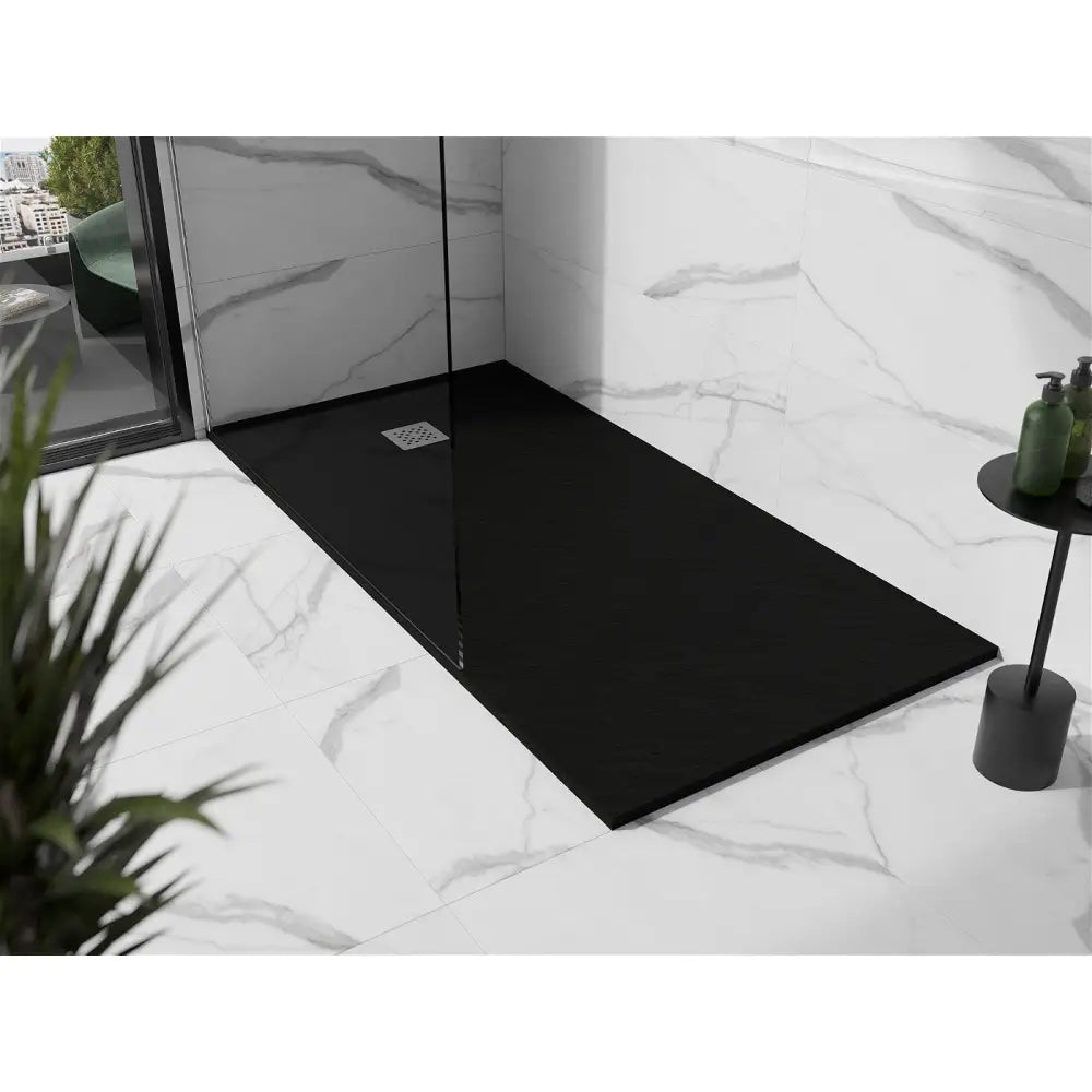 Stone + Kompositt Rektangulært Dusjbrett 180x80 Cm Svart