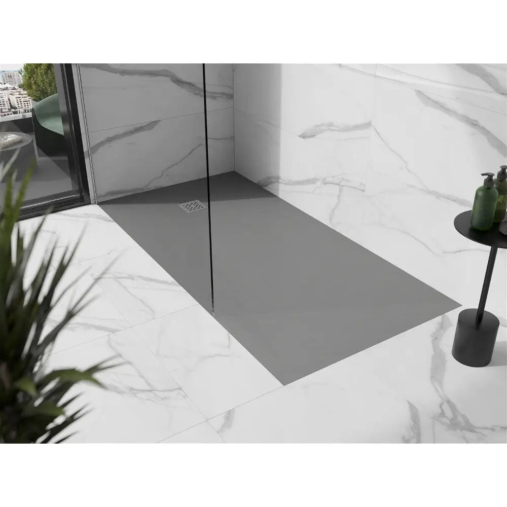 Stone + Kompositt Rektangulært Dusjbrett 180x90 Cm Grå-betong