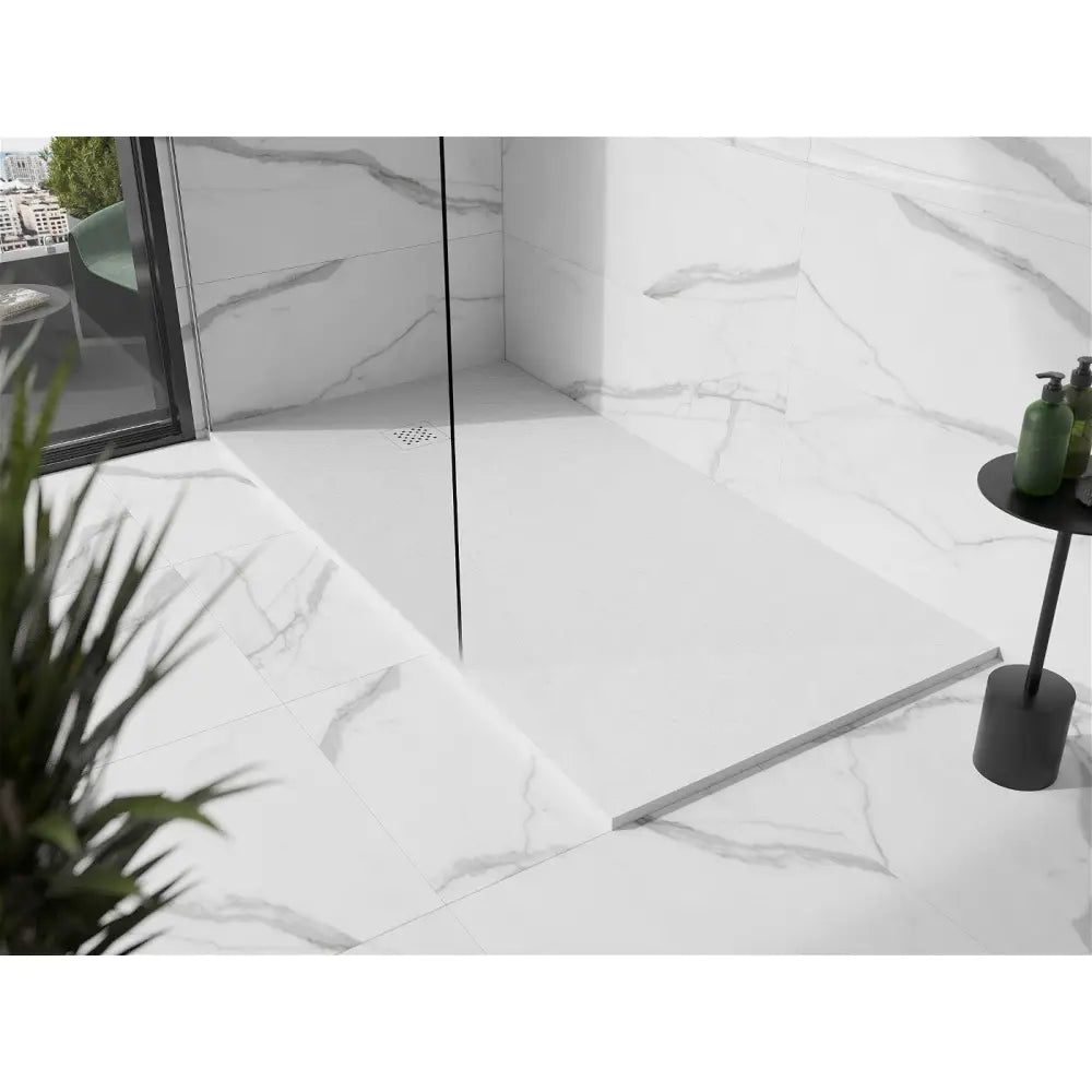 Stone + Kompositt Rektangulært Dusjbrett 200x100 Cm Hvitt med Hvit Deksel - 44101020-w