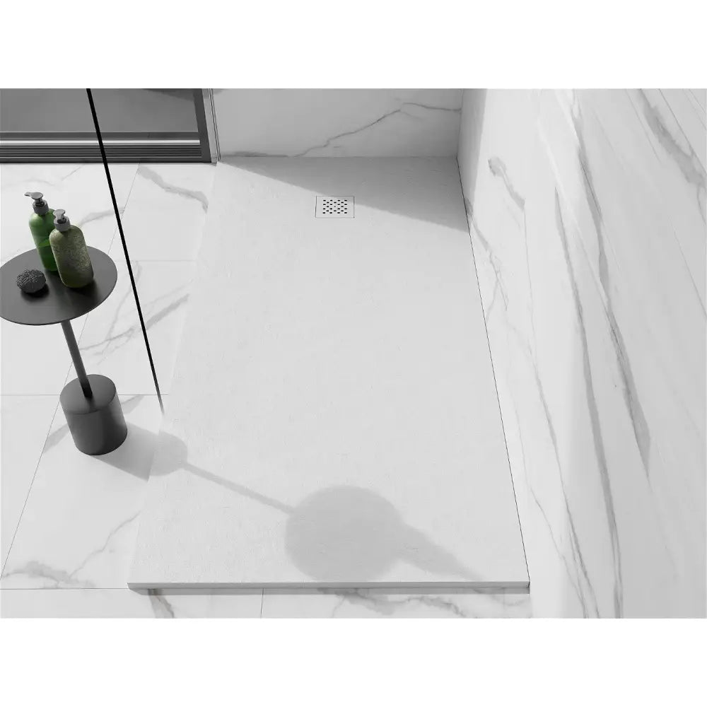 Stone + Kompositt Rektangulært Dusjbrett 200x100 Cm Hvitt med Hvit Deksel - 44101020-w