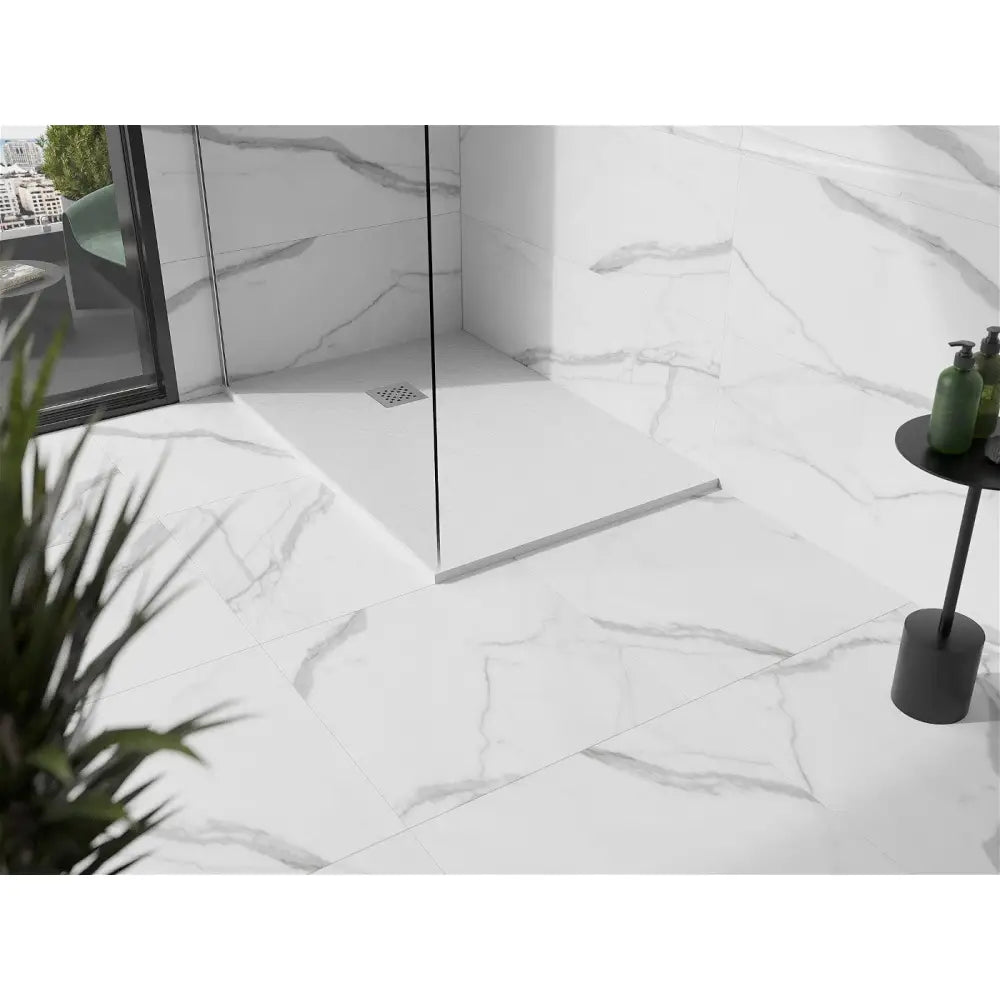 Stone + Kompositt Rektangulært Dusjbrett 90x70 Cm Hvitt