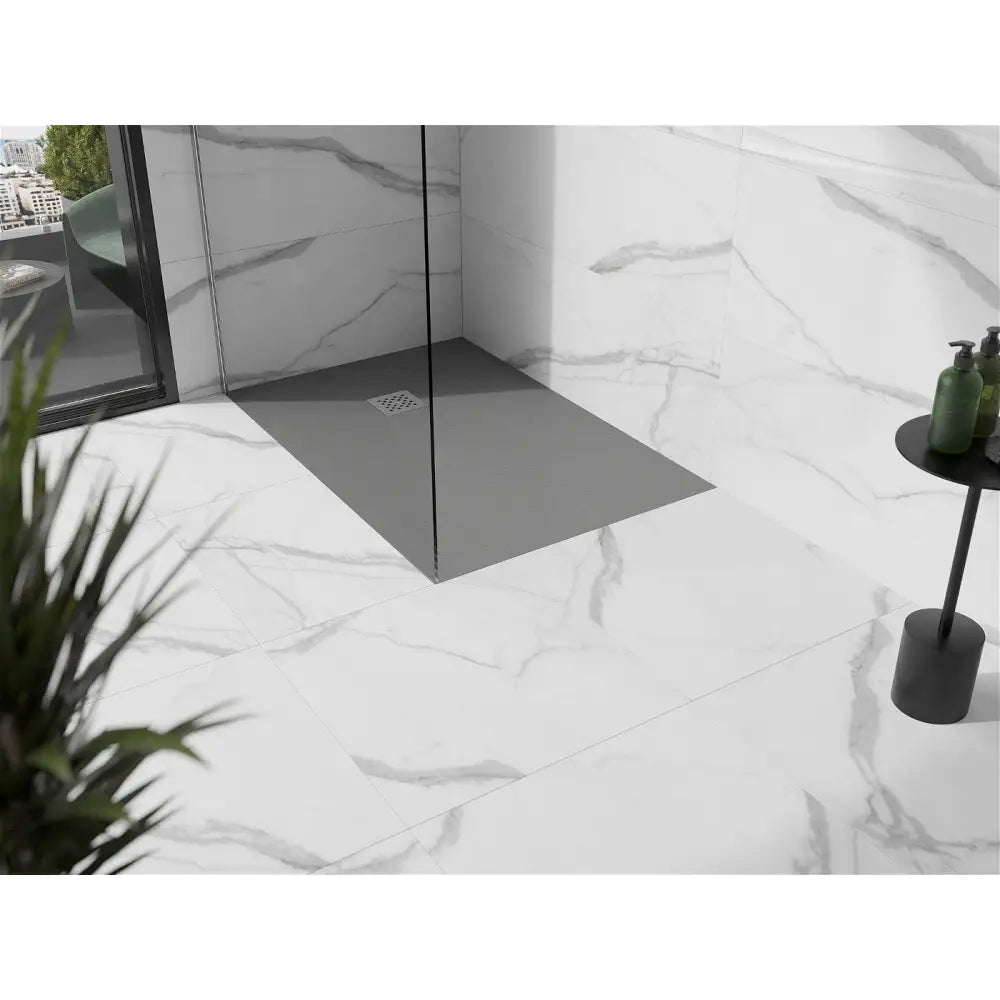 Stone + Kompositt Rektangulært Dusjkabinett 110x70 Cm Grå-betong