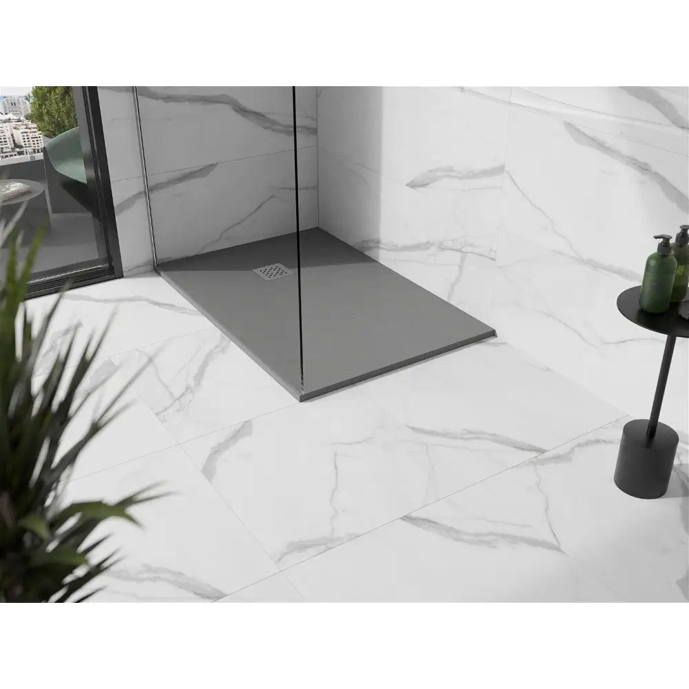 Stone + Kompositt Rektangulært Dusjkabinett 110x70 Cm Grå-betong