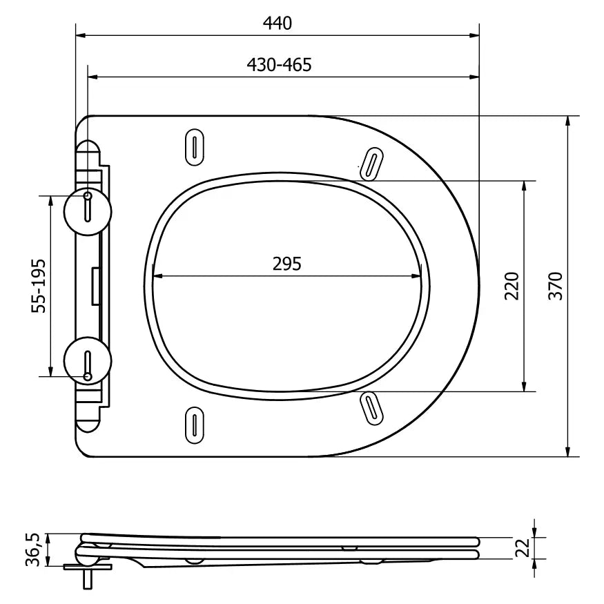 Toalettsete i Slim Design Duroplast Sort