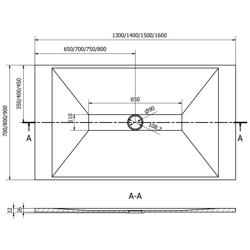 Toro Dusjbrett Rektangulært Smc 150x80 Cm Hvit