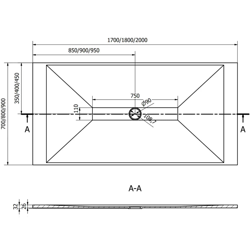 Toro Rektangulær Smc-dusjbase 200x80 Cm Hvit