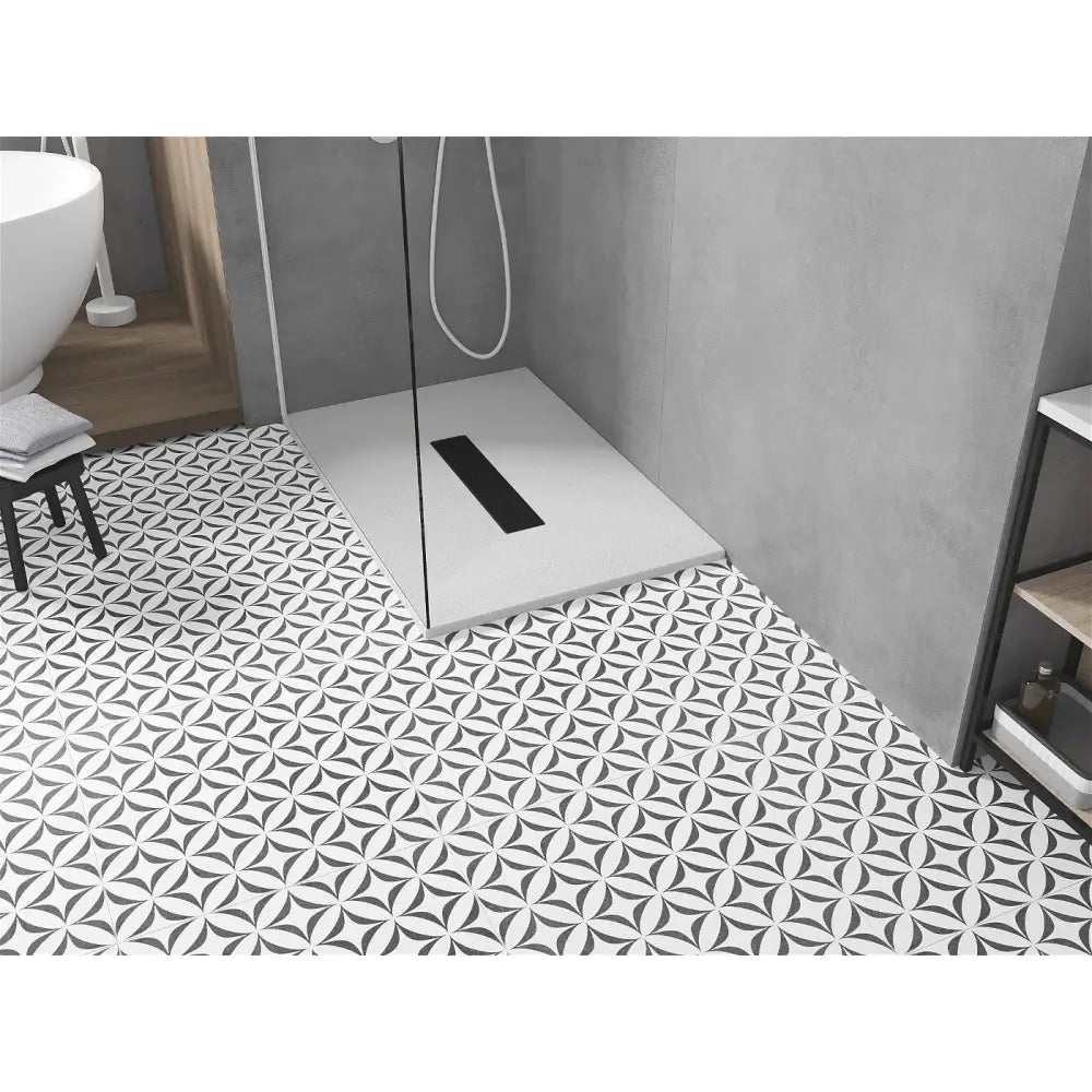 Toro Rektangulært Dusjbrett Smc 100x80 Cm Hvit med Svart Deksel - 43108010-b