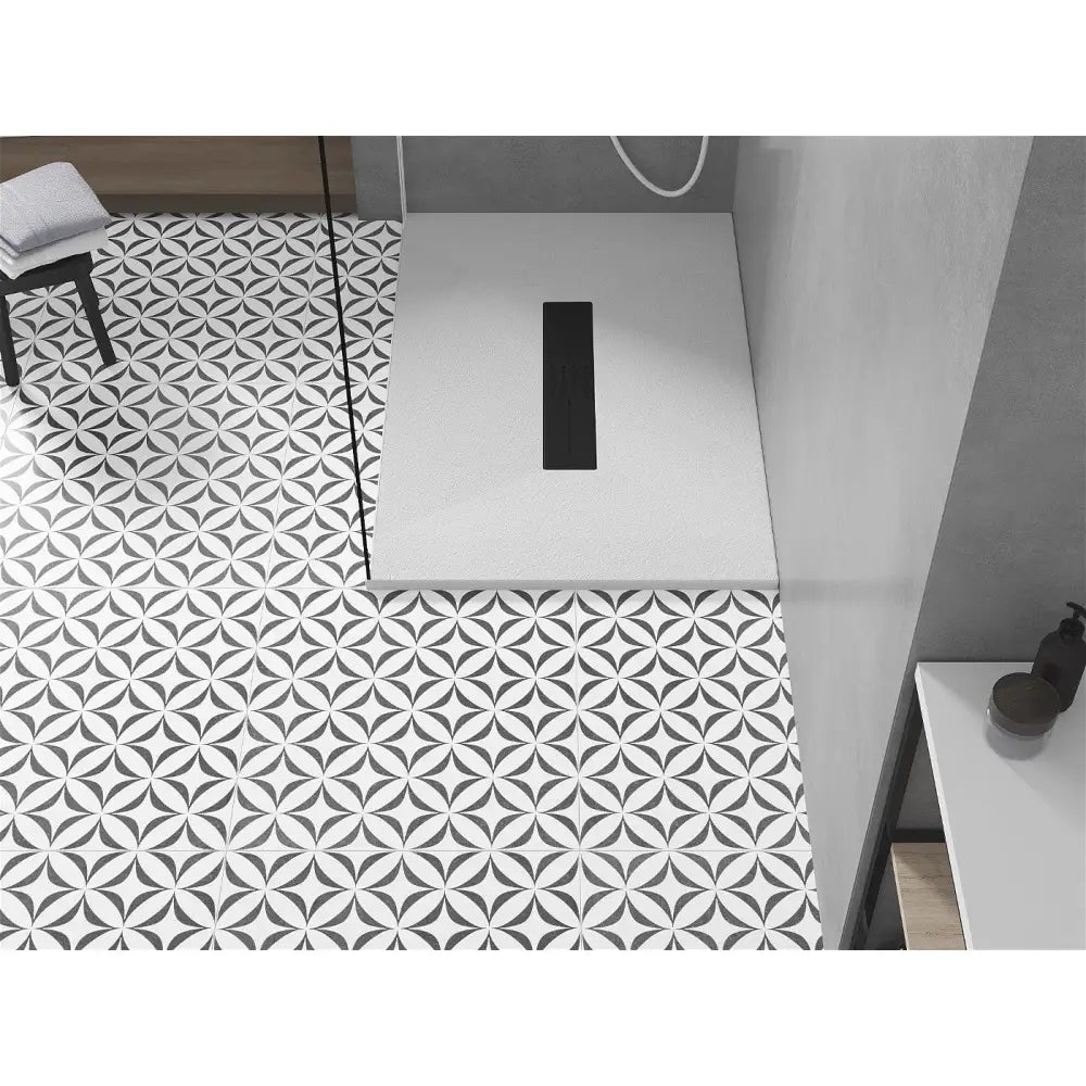 Toro Rektangulært Dusjbrett Smc 100x80 Cm Hvit med Svart Deksel - 43108010-b