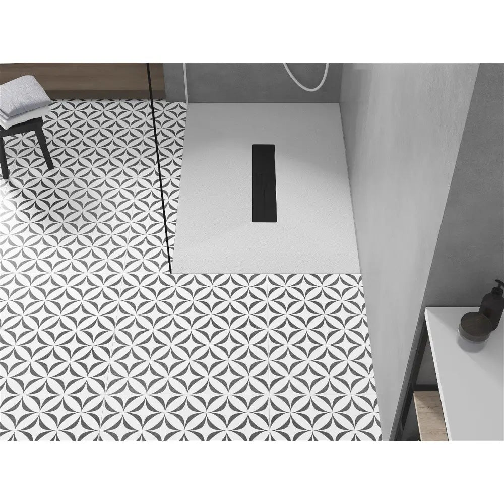 Toro Rektangulært Dusjbrett Smc 100x80 Cm Hvit med Svart Deksel - 43108010-b