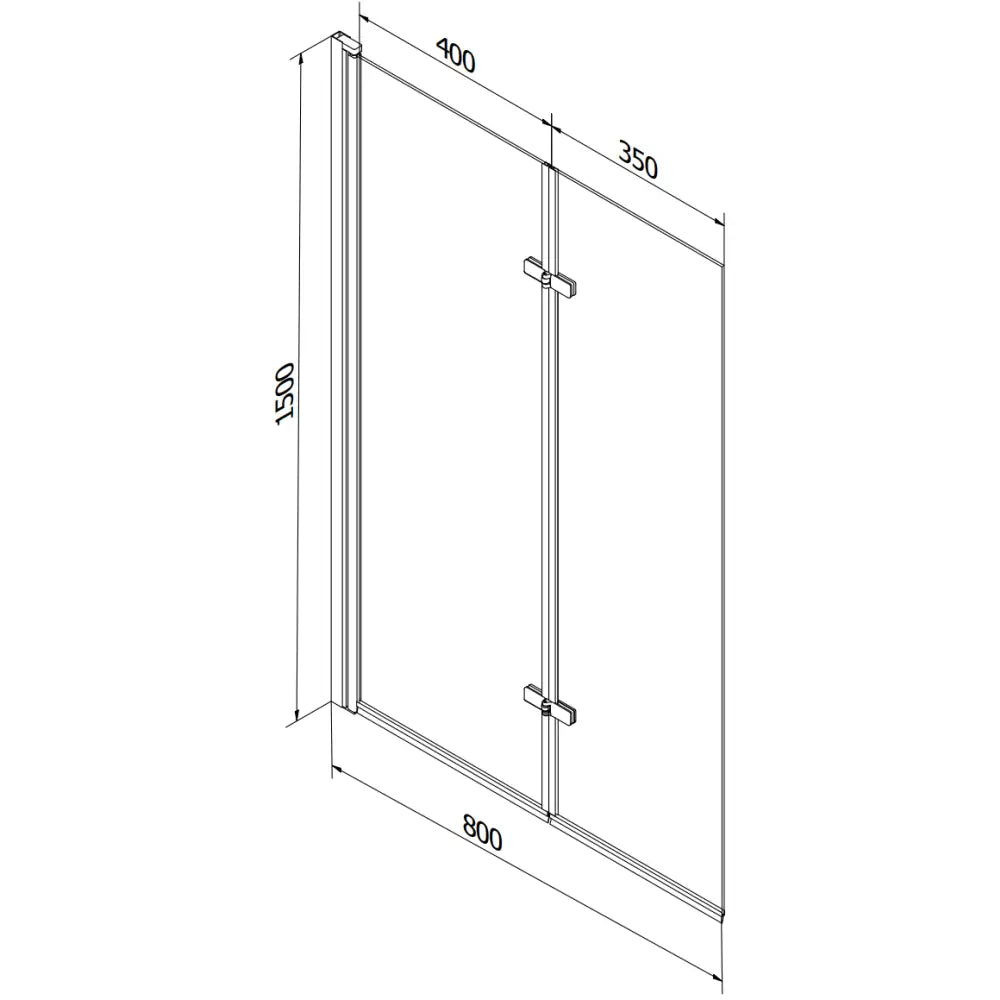 Vega Rektangulært Badekar 150x70 Cm med Kabinett og 2-delt Dusjvegg 80 Cm Gjennomsiktig Svart - 550115070x