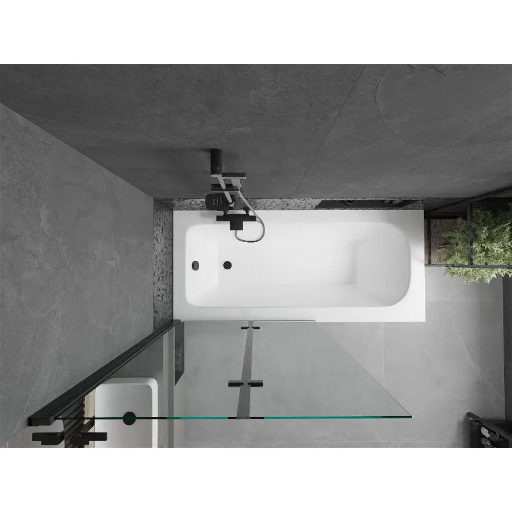 Vega Rektangulært Badekar 160x70 Cm med Kabinett og 2-dørs Dusjskjerm 100 Cm Gjennomsiktig Svart - 550116070x