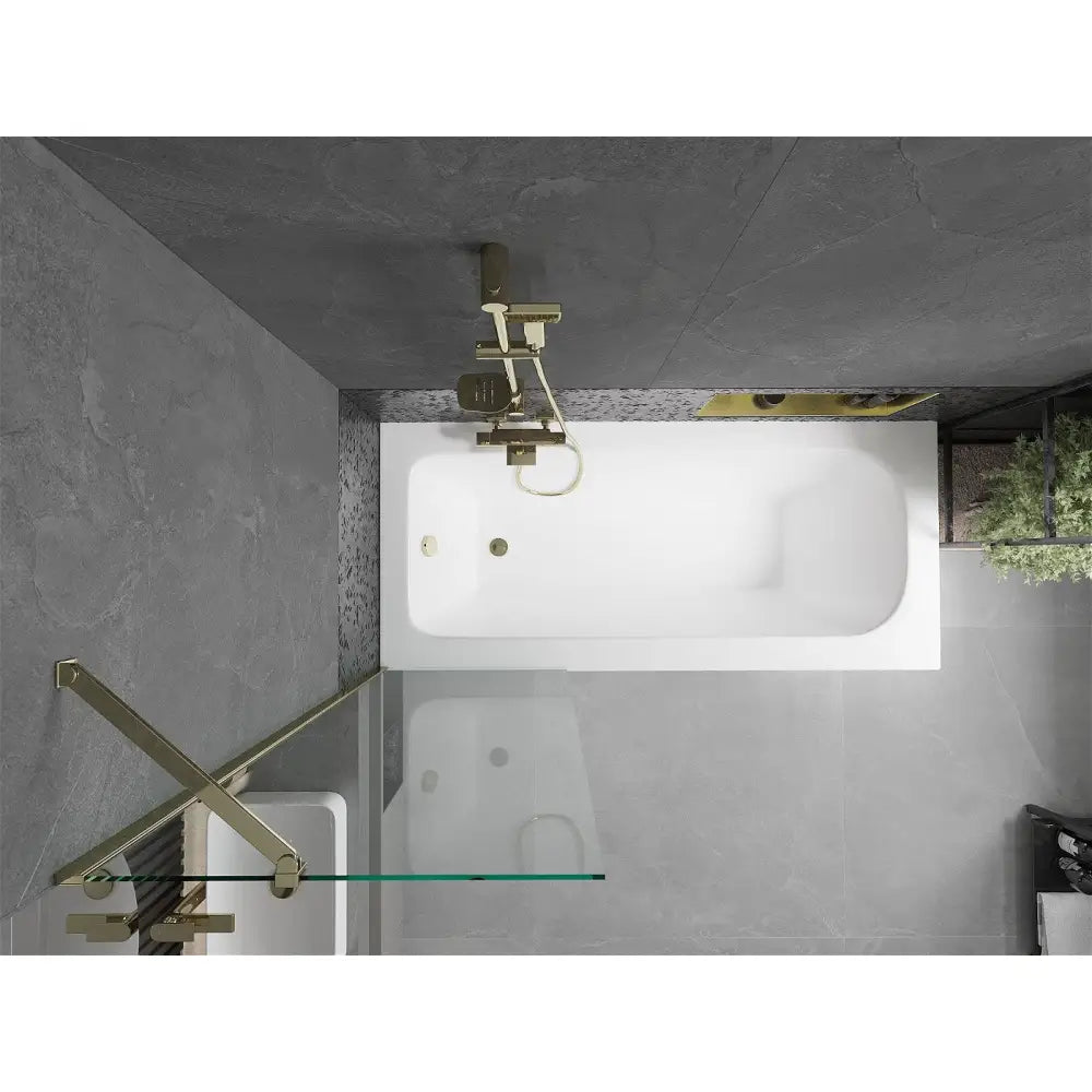Vega Rektangulært Badekar 160x70 Cm med Kabinett og En-fløyet 60 Cm Skjerm Gjennomsiktig Gull - 550116070x