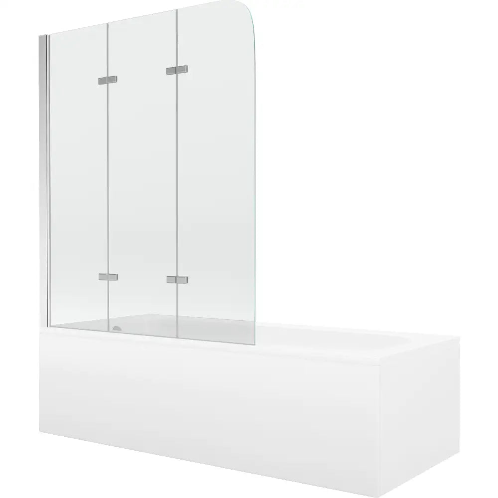 Vega Rektangulært Badekar 160x70 Cm med Kledning og 3-delt Dusjvegg 120 Cm Transparent Krom - 550116070x