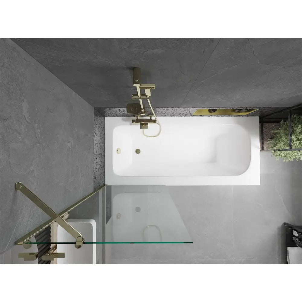 Vega Rektangulært Badekar 170x70 Cm med Kabinett og 1-dørs Dusjvegg 70 Cm Transparent Gull - 550117070x