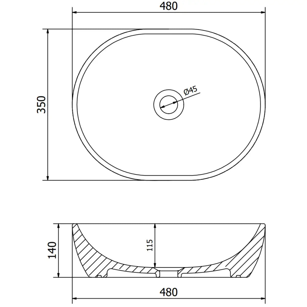 Viki Servant til Benkeplate 48x35 Cm Matt Svart