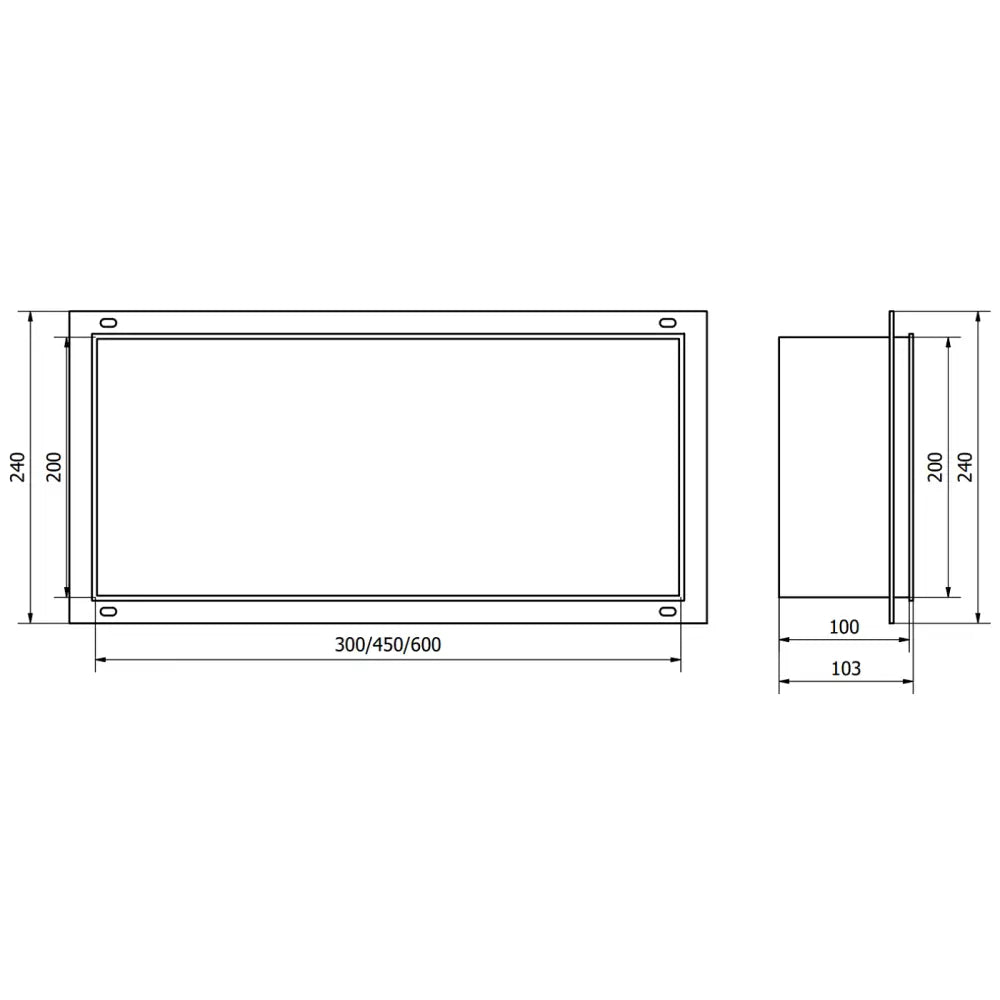 X-wall-nr Nisjehylle uten Flens 60x20 Cm Gull