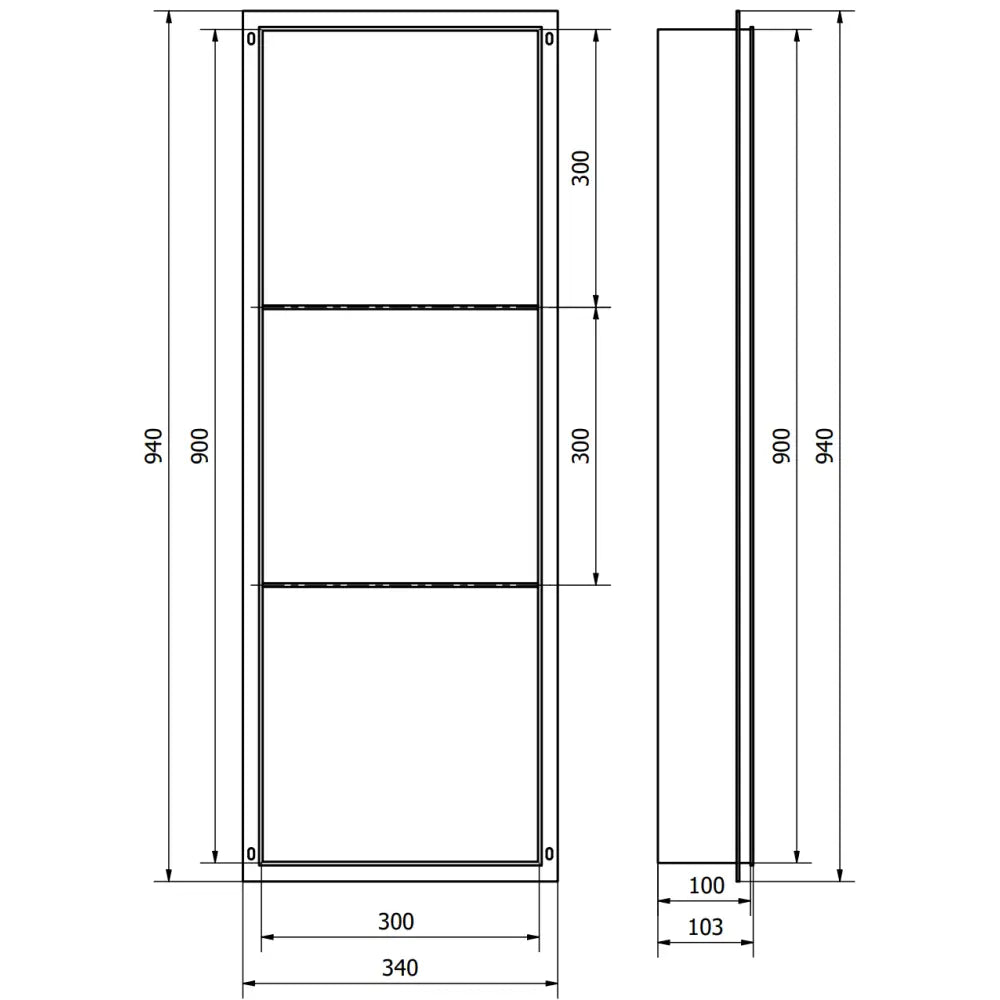 X-wall-nr Nisjehylle uten Flens med Hylle 90x30 Cm Hvit - 1921903010s