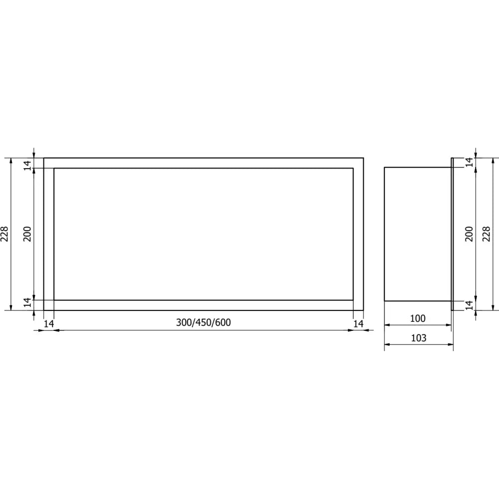 X-wall-r Innebygd Hylle med Kant 45x20 Cm Hvit