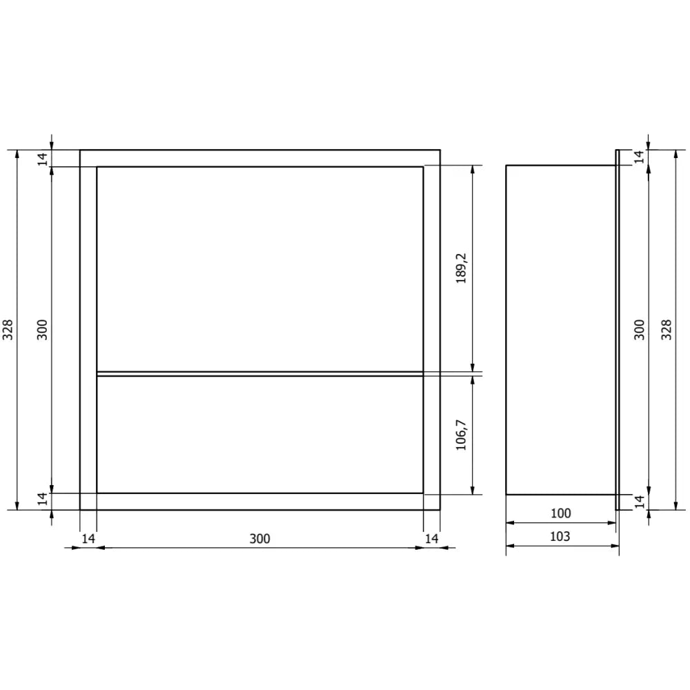 X-wall-r Nisjehylle med Kant og Hylle 30x30 Cm Rustfritt Stål - 1910303010s