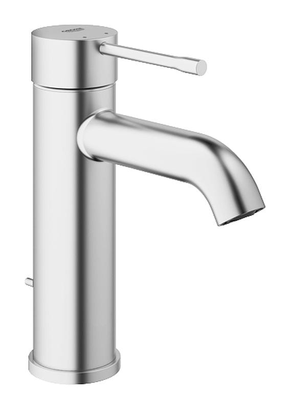 Servantbatteri ettgreps børstet stål Grohe Essence montert på servant