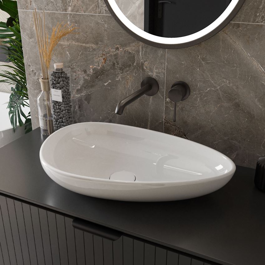 Detalj av servantbatteri innbyggings Hard Graphite