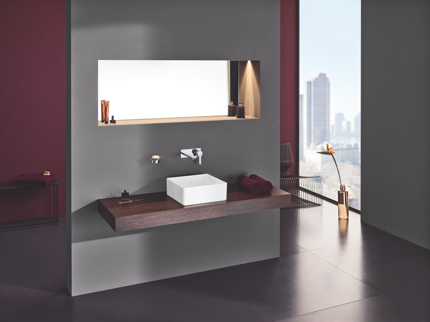 Sideprofil servantbatteri togreps krom Grohe Lineare