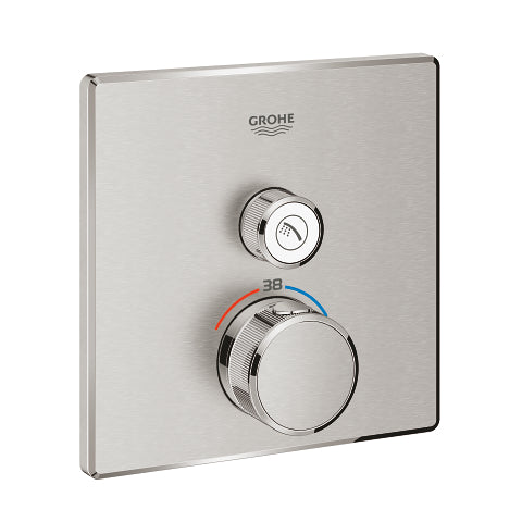 Innbyggings termostat børstet stål Grohe Grohtherm SmartControl front