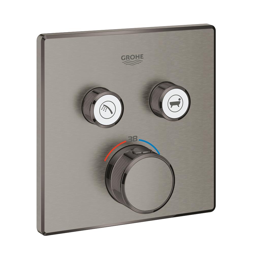 Termostat innbyggings i brushed hard graphite Grohe Grohtherm SmartControl forfra