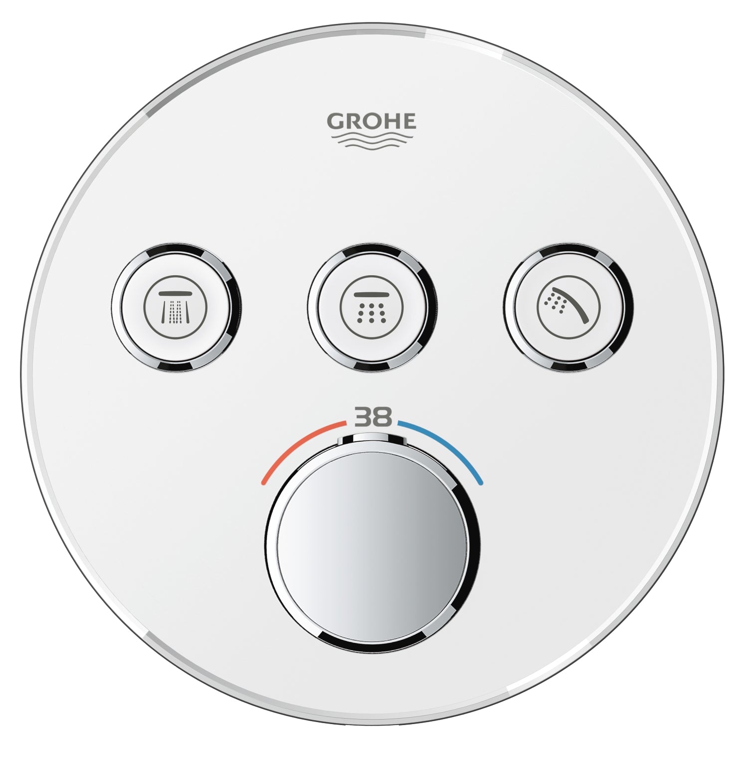 Termostat innbyggings tre uttak Moon White forfra
