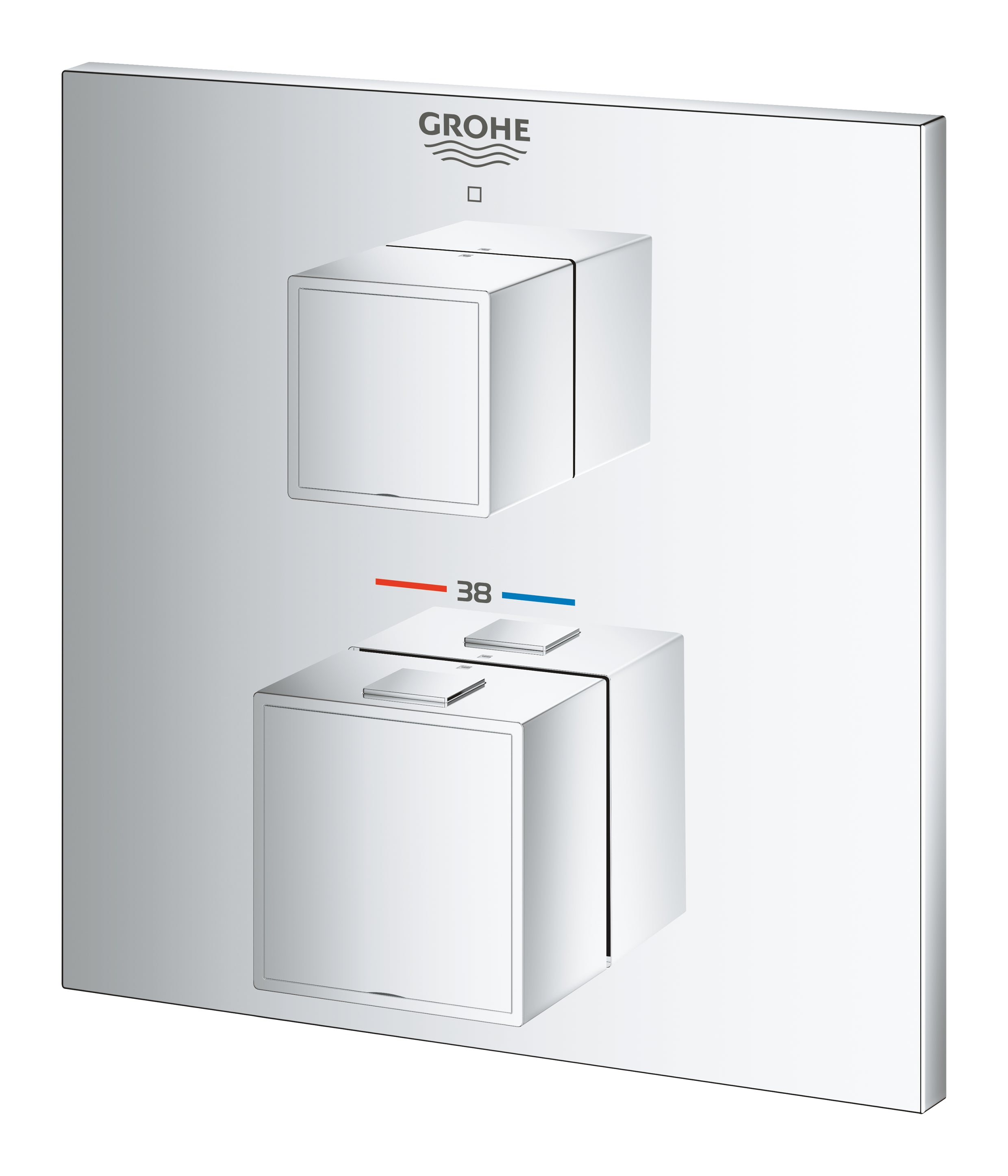 Detalj av termostat innbyggingsbatteri krom Grohe Grohtherm Cube