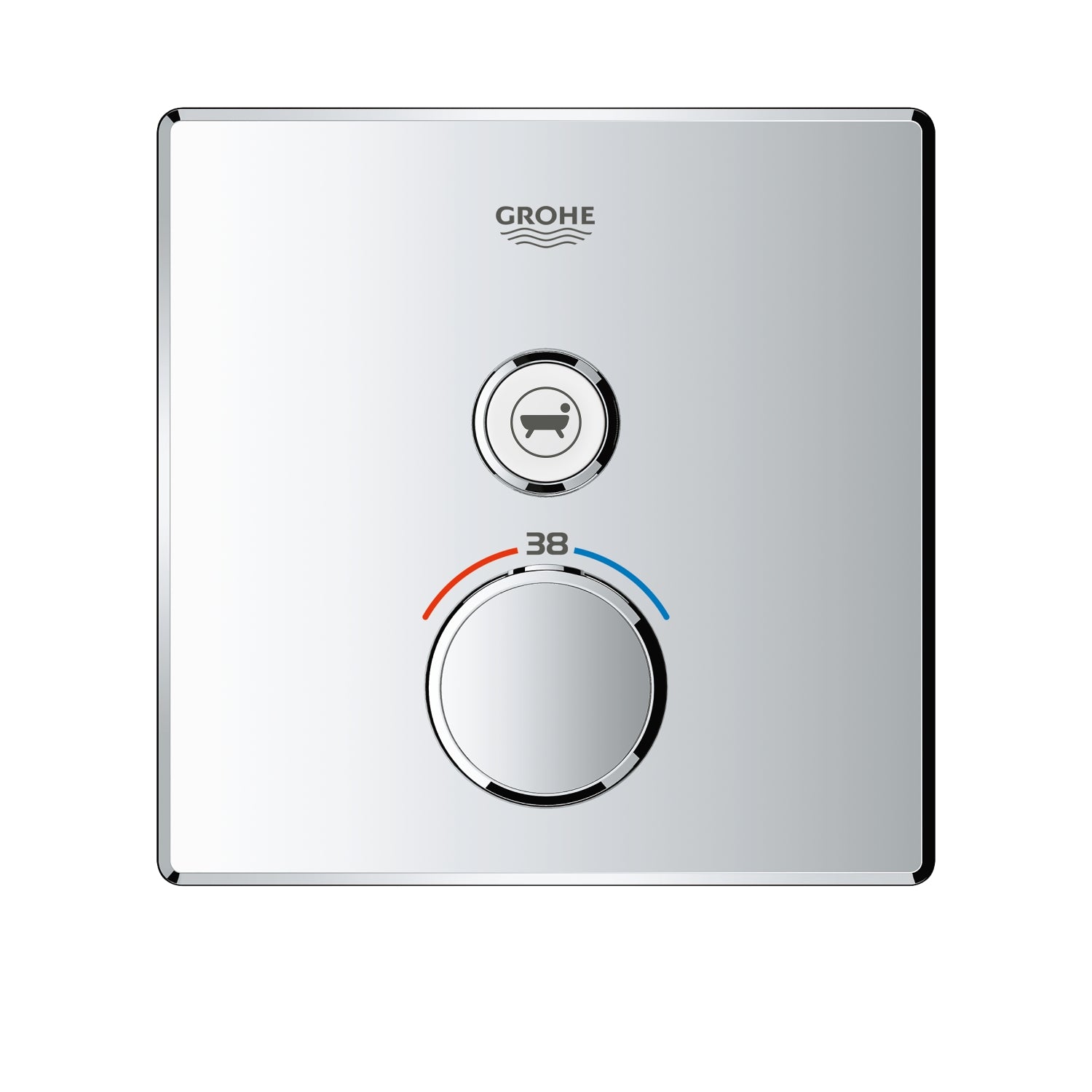Detalj av termostat innbyggingsbatteri krom Grohe Grohtherm SmartControl